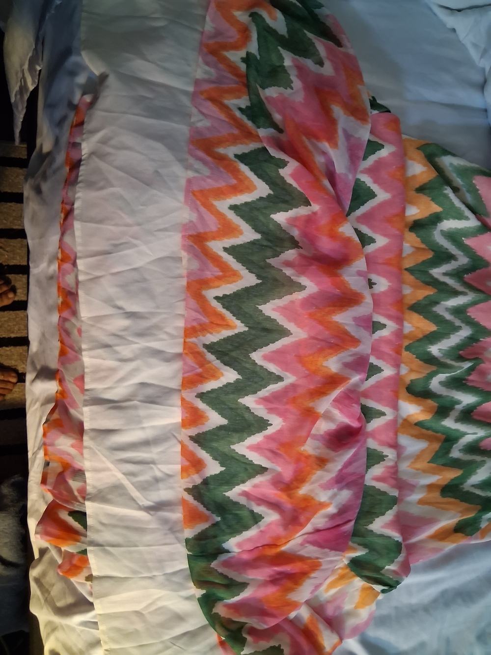 Vici Chevron Print Maxi Skirt in Pink, Green & Orange